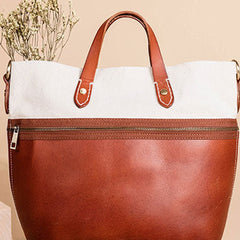 Genuine Leather Handbag Canvas Handbag Shoulder Bag Purse For Women