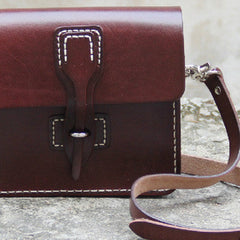 Handmade vintage leather messenger crossbody Shoulder Bag for girl women lady