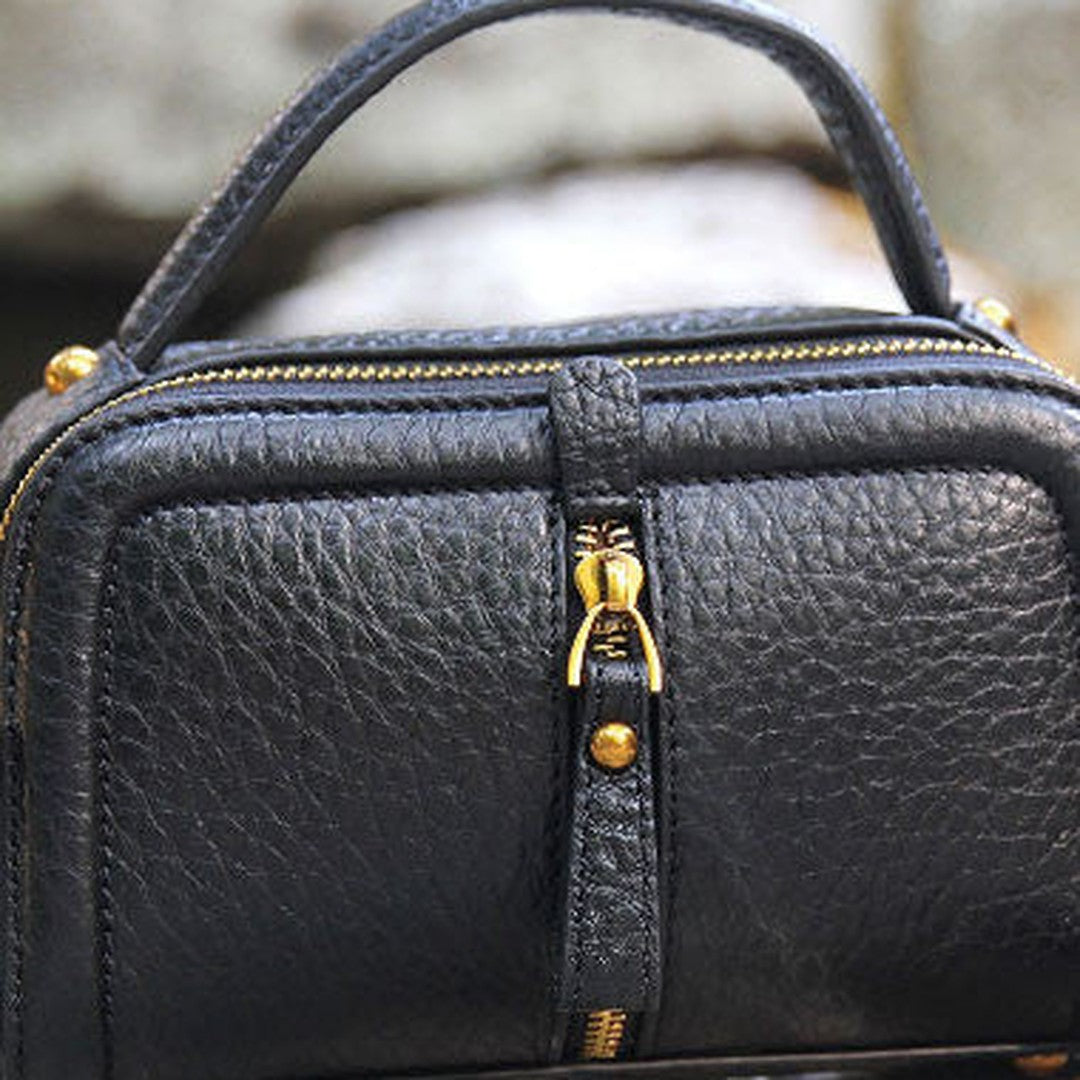 Handmade small phone purse leather black crossbody bag shoulder bag women