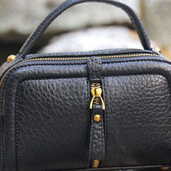 Handmade small phone purse leather black crossbody bag shoulder bag women