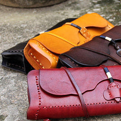 Handmade women vintage leather small clutch crossbody Shoulder Bag for girl