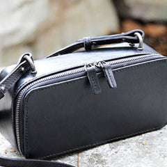 Handmade black purse leather crossbody bag purse shoulder bag for women
