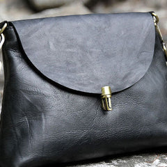 Handmade black cute purse leather crossbody bag shoulder bag women