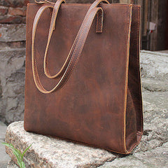 Handmade vintage womens leather tote bag shoulder bag for women