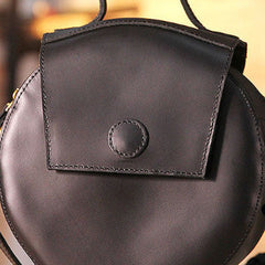 Handmade handbag purse leather round crossbody bag purse shoulder bag for women