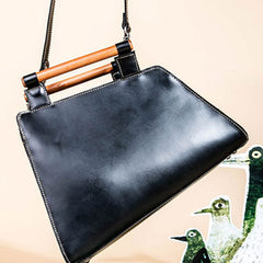 Genuine Leather Handmade Wooden Handbag Bag Shoulder Bag Purse For Women