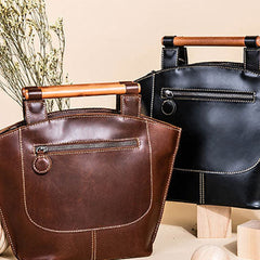 Genuine Leather Handbag Wooden Handmade Bag Shoulder Bag Purse For Women