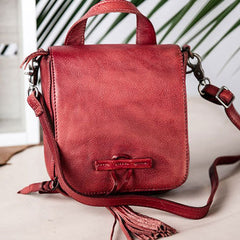 Genuine Leather Handbag Tassel Crossbody Bag Shoulder Bag Purse For Women