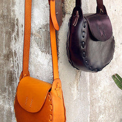 Handmade vintage rustic retro leather crossbody Shoulder Bag for girl women lady