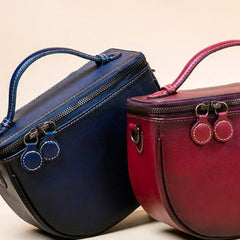 Handmade Genuine Leather Round Handbag Bag Crossbody Bag Shoulder Bag Purse For Women