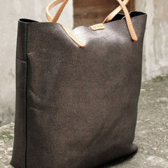 Handmade vintage Dark gray sliver leather normal tote bag shoulder bag handbag for women