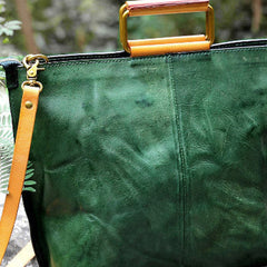 Handmade vintage handbag green black shoulder bag tote bag
