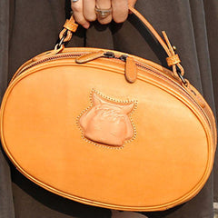 Handmade handbag oval purse leather crossbody bag purse shoulder bag for women