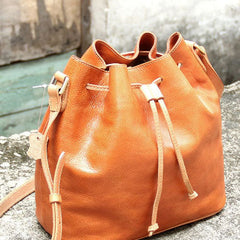 Handmade leather bucket purse crossbody bag purse shoulder bag for women