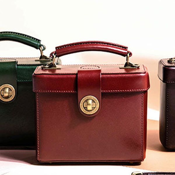 Genuine Leather Handbag Box Cabinet Crossbody Bag Shoulder Bag Purse For Women