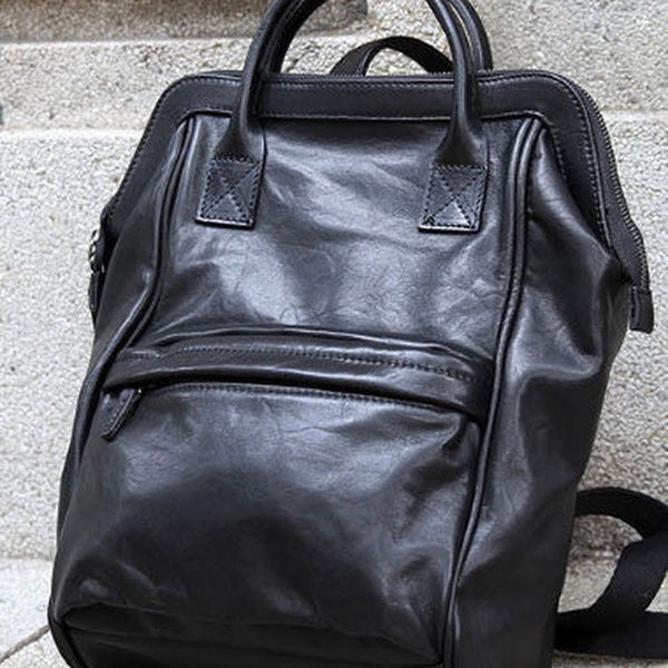 Genuine handmade Handbag Leather backpack bag shoulder bag black women leather purse