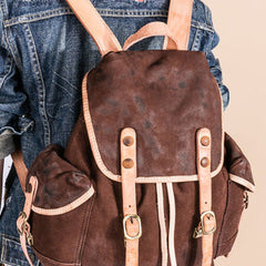Handmade Genuine Leather Backpack Bag Travel bag Black Women Leather Purse