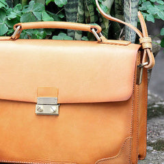 Handmade vintage womens leather messenger bag beige shoulder bags for women