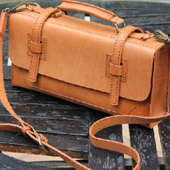 Handmade vintage leather messenger crossbody Shoulder Bag for girl women lady