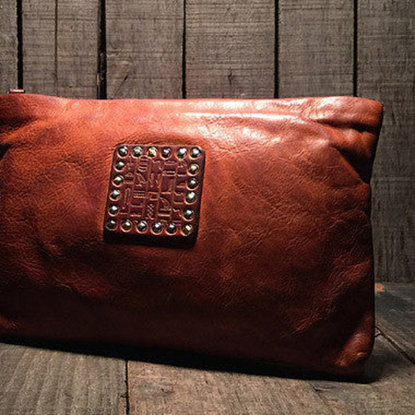 Genuine Leather large clutch leather men phone pad zip clutch vintage wallet for men