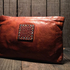 Genuine Leather large clutch leather men phone pad zip clutch vintage wallet for men