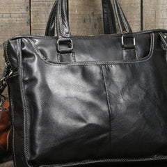 Cool Black Leather mens Briefcases Shoulder Laptop Briefcase Shoulder bag