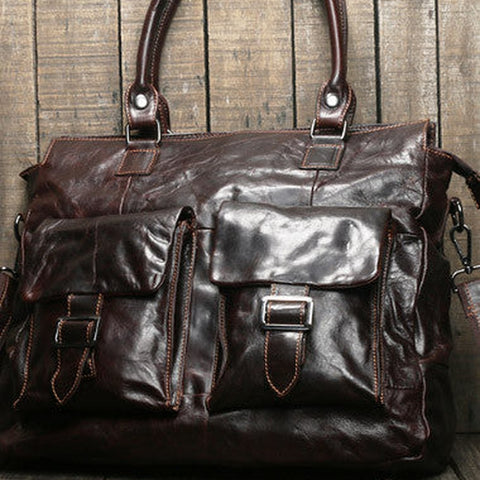 Handmade leather men Briefcase messenger large vintage shoulder laptop bag vintage bag