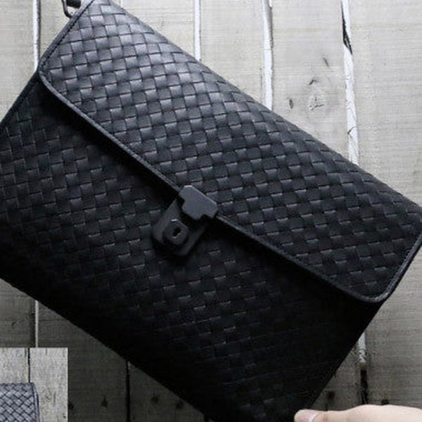 Genuine Leather braided large clutch leather men phone pad zip clutch vintage wallet for men