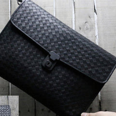 Genuine Leather braided large clutch leather men phone pad zip clutch vintage wallet for men