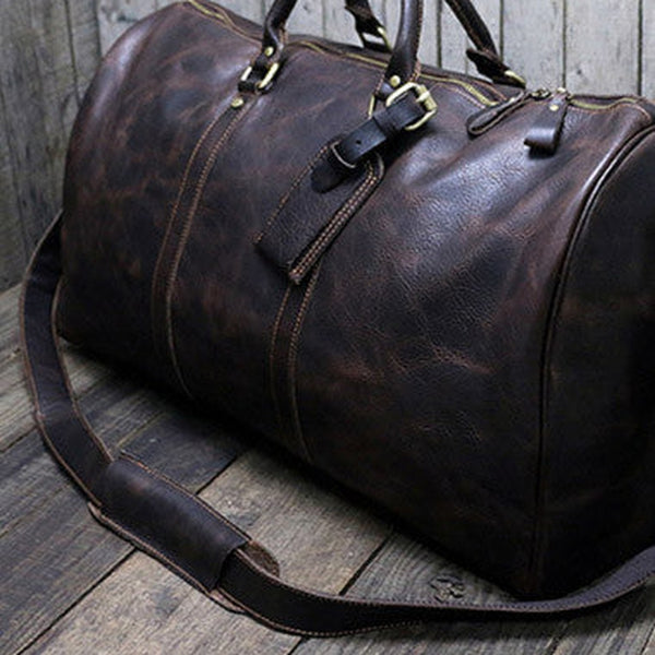 [ Onle Sale ] Cool leather mens Weekender Bag Duffle Bag Travel bag Overnight Bag