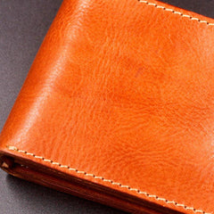 Handmade billfold leather wallet men biker chain trucker leather billfold wallet for men him
