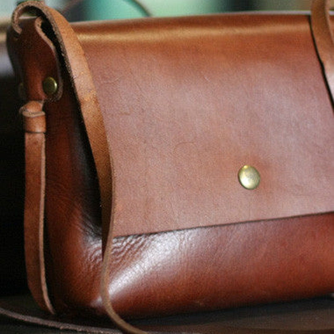 Handmade rustic leather Satchel School crossbody Shoulder Bag for women