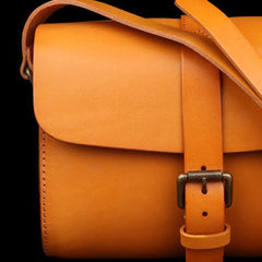 Handmade Leather shoulder bags small leather school crossbody bag for women