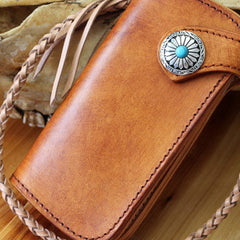 Handmade biker wallet leather vintage brown biker wallet chian Long wallet clutch purse for men