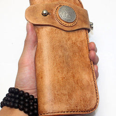 Handmade biker wallet vintage men biker wallet bifold leather Long wallet purse clutch for men
