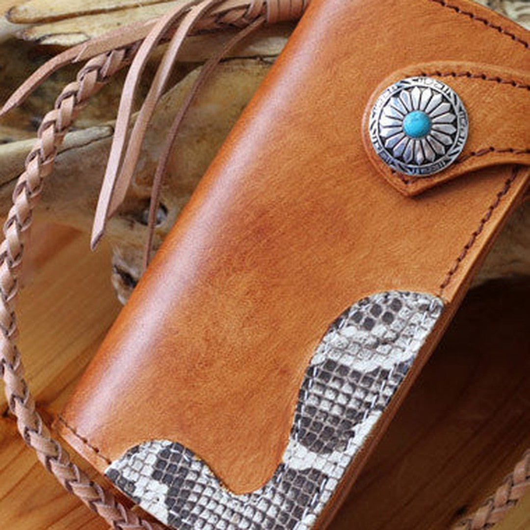 Handmade biker wallet leather vintage brown biker wallet chian Long wallet clutch purse for men