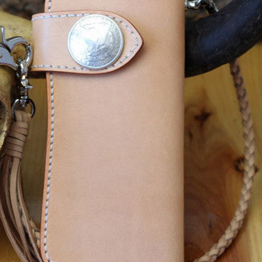 Handmade biker wallet leather beige biker wallet chain bifold Long wallet purse clutch for men