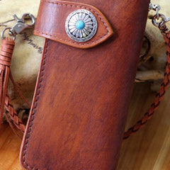Handmade biker wallet leather vintage brown biker wallet chian Long wallet clutch purse for men