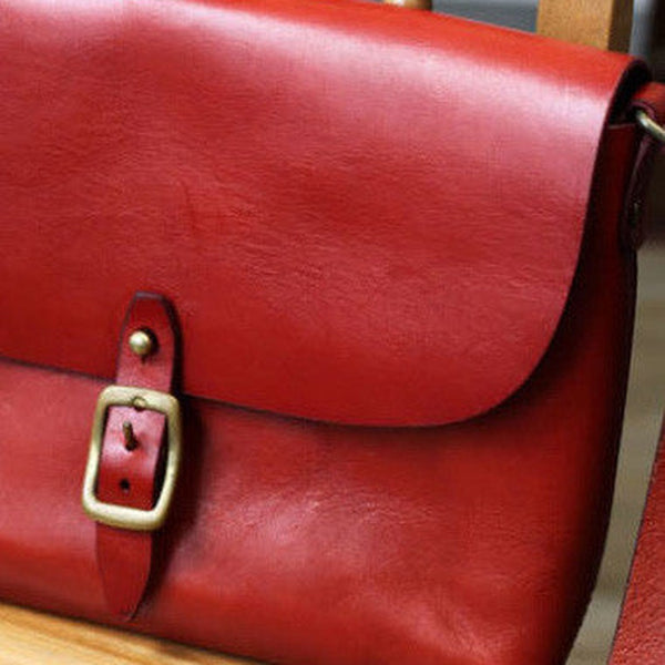 Handmade shoulder bag vintage rustic red leather crossbody Shoulder Bag for women
