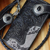 Handmade Biker Wallet Black Tooled Leather Wallet Biker Chain Wallets Cool Biker Wallets