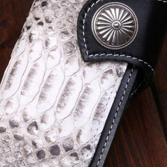 Handmade leather Long $biker trucker wallet leather chain men snake skin black wallet