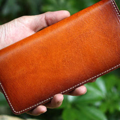 Mens Long Leather Wallet Bifold Vintage Long Wallet For Men