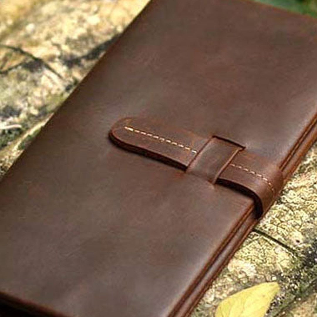 Genuine Leather Wallet Bifold Vintage Long Wallet Purse Clutch For Mens