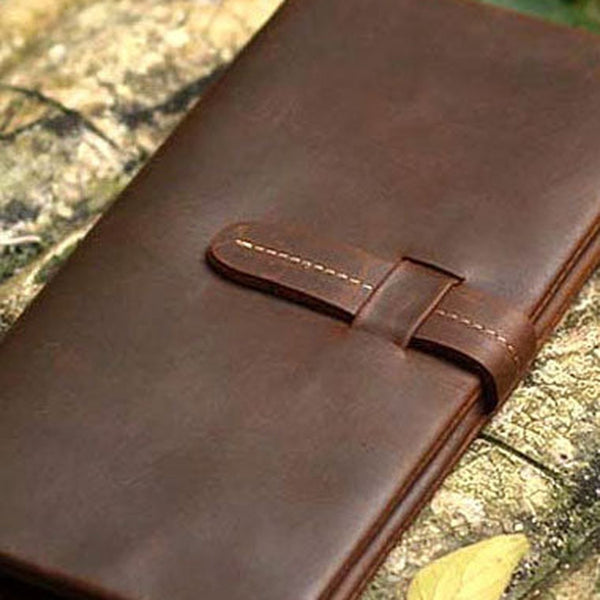 Genuine Leather Wallet Bifold Vintage Long Wallet Purse Clutch For Mens
