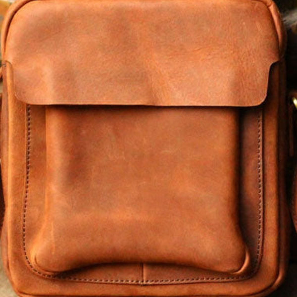 Genuine Leather Mens Cool Messenger Bag Sling Bag Chest Bag Bike Bag Cycling Bag for men