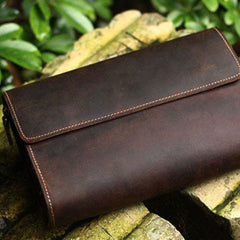 Genuine Leather Mens Cool Clutch Messenger Bag Folded Wristlet Purse Bike Bag Cycling Bag For Men
