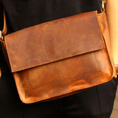 Genuine Leather Mens Cool Messenger Bag iPad Bag Chest Bag Bike Bag Cycling Bag For Men