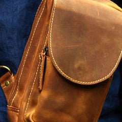 Genuine Leather Mens Cool Messenger Bag iPad Bag Chest Bag Bike Bag Cycling Bag For Men