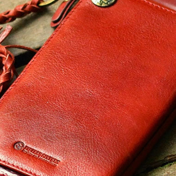 Genuine Leather Clutch Wallet Long Leather Wallet Biker Wallet Bag For Mens