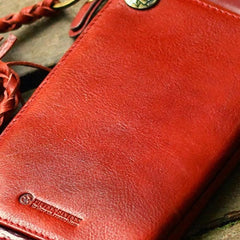 Genuine Leather Clutch Wallet Long Leather Wallet Biker Wallet Bag For Mens